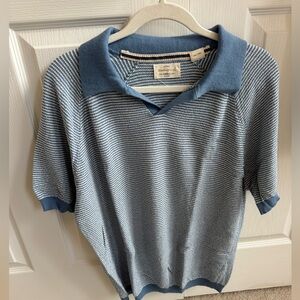 Blue Striped Polo Shirt. Size L. Never worn.
